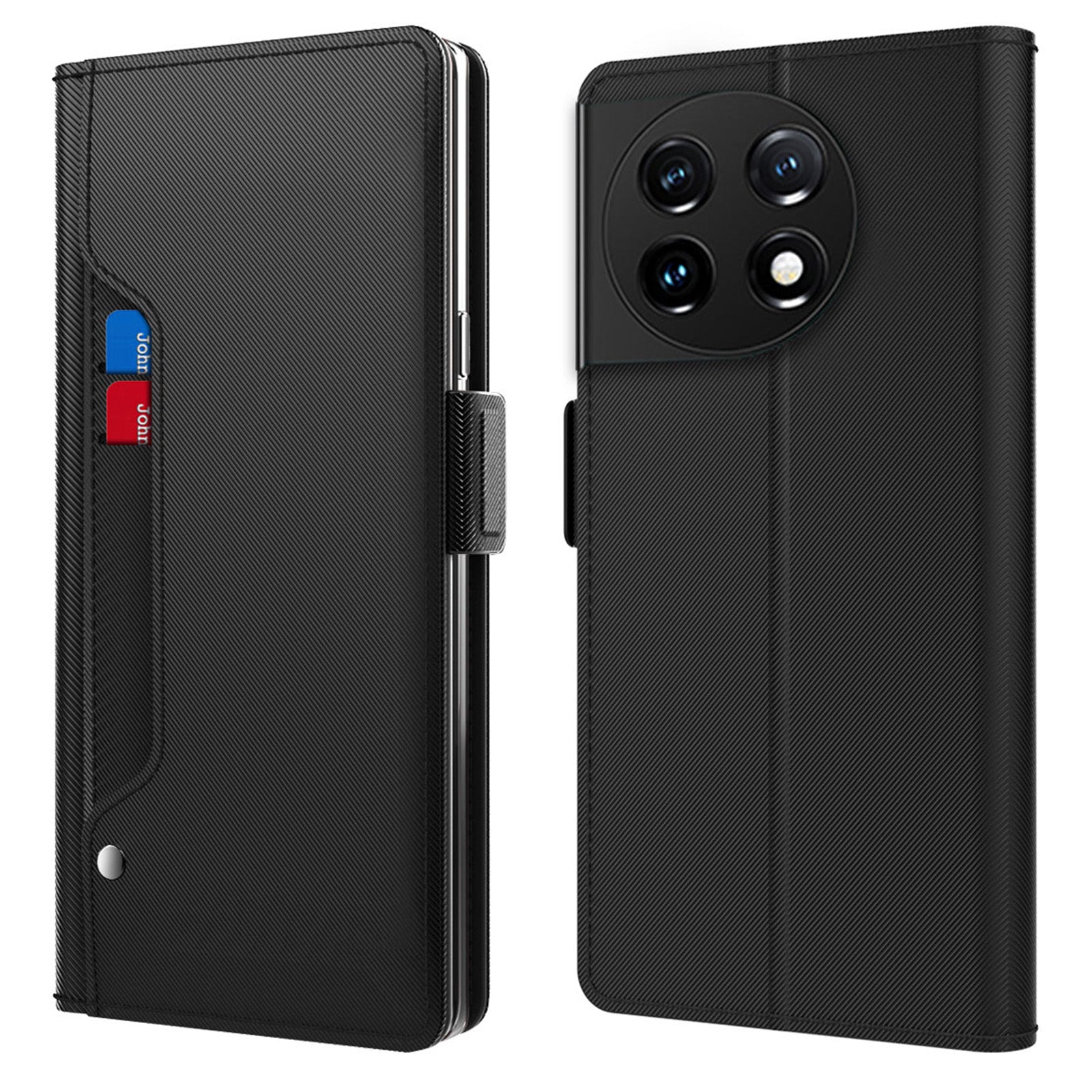 Anti-fall Phone Case for OnePlus 11 5G PU Leather TPU Foldable Stand Card Holder Magnetic Phone Cover with Makeup Mirror Anti-fall Phone Case for OnePlus 11 5G PU Leather TPU Foldable Stand Card Holder Magnetic Phone Cover with Makeup Mirror